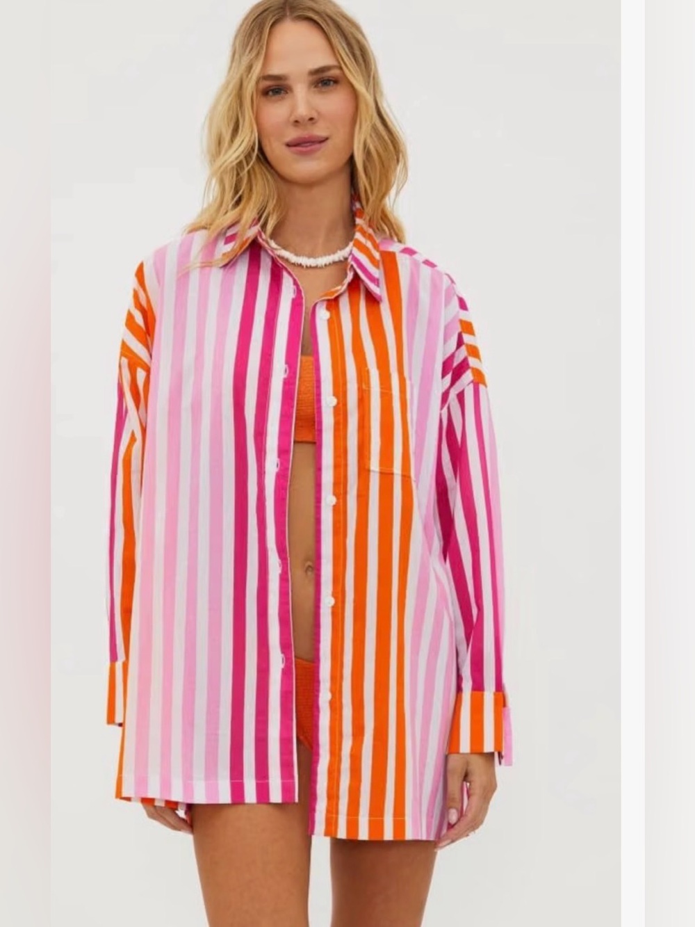 Beach Riot. Alexa Button Down Cover-up. Sunset Stripe. Size PL.